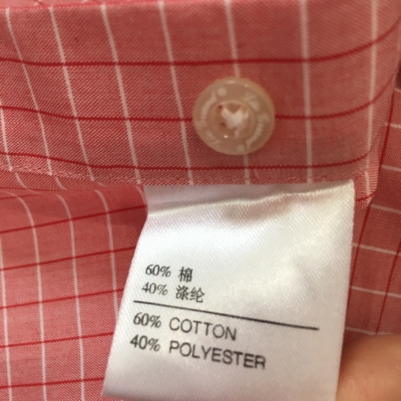 Men's Pink Red plaid button up short sleeve causal shirt - Picture 8 of 10